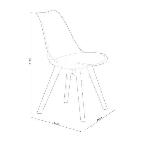 Adec - Bistro, Pack 4 Sillas de Comedor, Sillas de Salon, Cocina Estilo Nordico, Tapizado Simil Piel Rosa y Patas de Madera, Medidas: 48 cm (Ancho) x 54 cm (Fondo) x 84 cm (Alto)