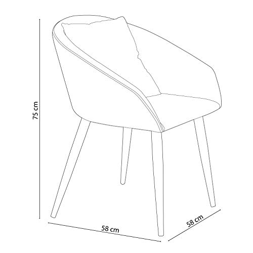 Adec - Dune, Pack 2 Butacas de Diseño, Sillon de Espera Fijo con Cojin, Estilo Nordico, Tapizada en Tejido Velvet Gris y Patas Color Negro, Medidas: 58 cm (Ancho) x 58 cm (Alto) x 75 cm (Fondo)