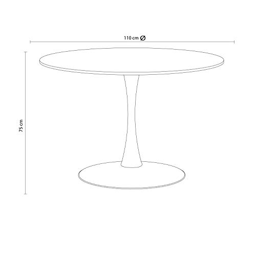 Adec - Gina, Mesa Redonda de Comedor, Salon, Cocina o Auxiliar, Acabado en Lacado Blanco, Medidas: 75 cm (Alto) x 110 cm (diámetro)