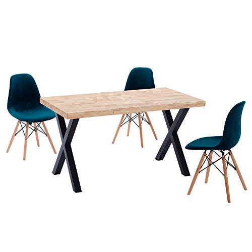 Adec - X-Loft, Mesa de Comedor, Mesa de Salon o Cocina, Acabado en Roble Salvaje y Patas metalicas en Color Negro, Medidas: 140 cm (Largo) x 80 cm (Ancho) x 76 cm (Alto)