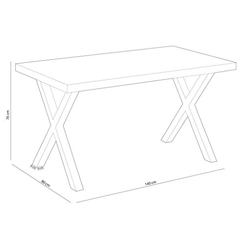 Adec - X-Loft, Mesa de Comedor, Mesa de Salon o Cocina, Acabado en Roble Salvaje y Patas metalicas en Color Negro, Medidas: 140 cm (Largo) x 80 cm (Ancho) x 76 cm (Alto)