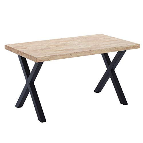 Adec - X-Loft, Mesa de Comedor, Mesa de Salon o Cocina, Acabado en Roble Salvaje y Patas metalicas en Color Negro, Medidas: 140 cm (Largo) x 80 cm (Ancho) x 76 cm (Alto)