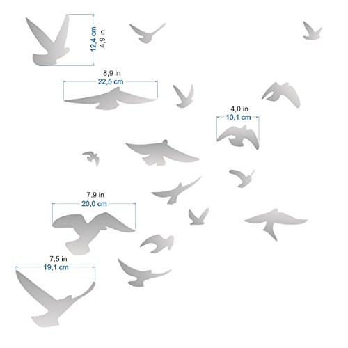 Adhesivos para evitar que los pàjaros choquen contra el cristal, set de 17 siluetas, disponible en distintos colores - Argentés métallisés