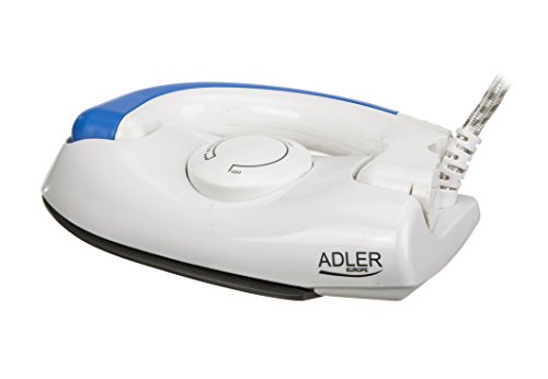 Adler AD 5015 Plancha de Viaje, 700 W, 0 Decibeles, Acero Inoxidable, Blanco/Azul