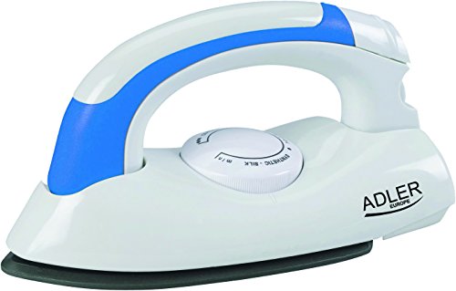 Adler AD 5015 Plancha de Viaje, 700 W, 0 Decibeles, Acero Inoxidable, Blanco/Azul