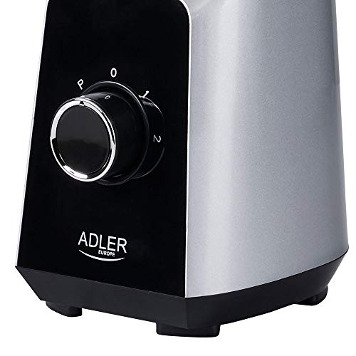 Adler AD4076 AD-4076 Batidora Americana de Vaso Cristal, 2 velocidades, Cuchillas Acero Inoxidable, 1000 W, 1.5 litros, Negro