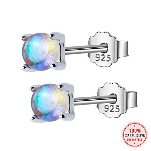 AdronQ 925 Pendientes De Cristal De Composición De Color Degradado Pequeño De Plata Esterlina Real Sólida para Niñas