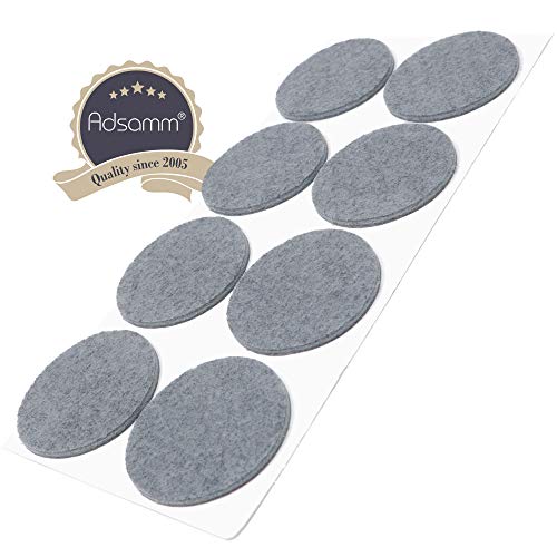 Adsamm® | 8 x almohadillas de fieltro | Ø 50 mm | gris | redondo | Protectores de suelo para patas de mueble | auto-adhesivos | con grosor de 3,5 mm de la máxima calidad