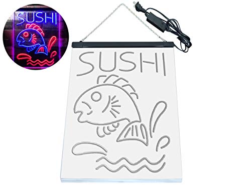 ADV PRO Sushi Fish Shop Restaurant Japanese Food Dual Color LED Enseigne Lumineuse Neon Sign Rouge et Bleu 400 x 600mm st6s46-i3143-rb