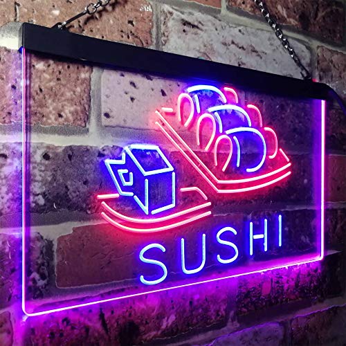 ADV PRO Sushi Food Shop Display Dual Color LED Enseigne Lumineuse Neon Sign Rouge et Bleu 600 x 400mm st6s64-i3346-rb