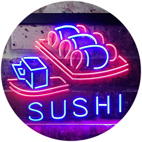 ADV PRO Sushi Food Shop Display Dual Color LED Enseigne Lumineuse Neon Sign Rouge et Bleu 600 x 400mm st6s64-i3346-rb