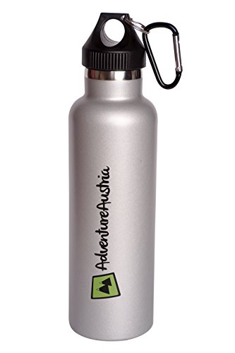 AdventureAustria Botella de Agua Deportiva de Acero Inoxidable Aislante al Vacío - Cantimplora Térmica Boca Ancha a Prueba de Fugas y Pajita para Bebidas Calientes y Frías. (Tamaño 750ml)