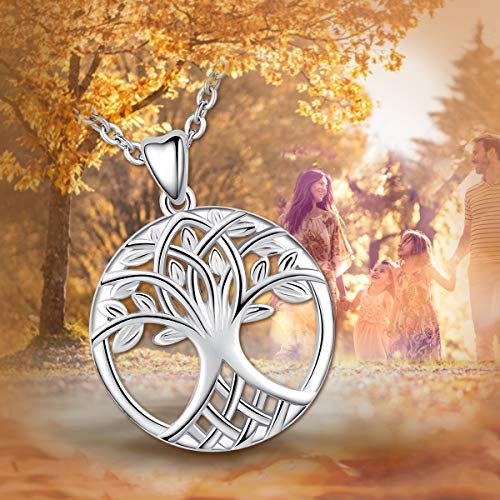 AEONSLOVE Collar Mujer Árbol de la Vida Yggdrasil Colgante Plata de Ley 925 con Cadena 46CM Joyería Céltica