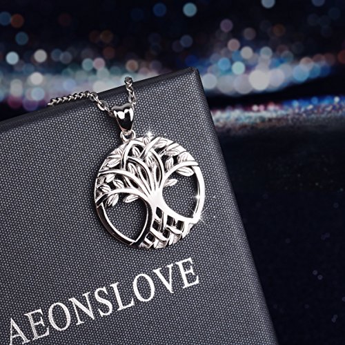 AEONSLOVE Collar Mujer Árbol de la Vida Yggdrasil Colgante Plata de Ley 925 con Cadena 46CM Joyería Céltica