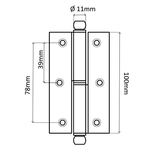 AERZETIX: 2x Bisagras de pernios para puertas ángulo 100х60х2.2mm aluminio (Derecha)