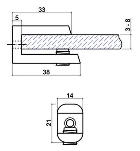 AERZETIX: 4x Soporte para estante de cristal vidrio 3/8mm metálico plata mate C41765