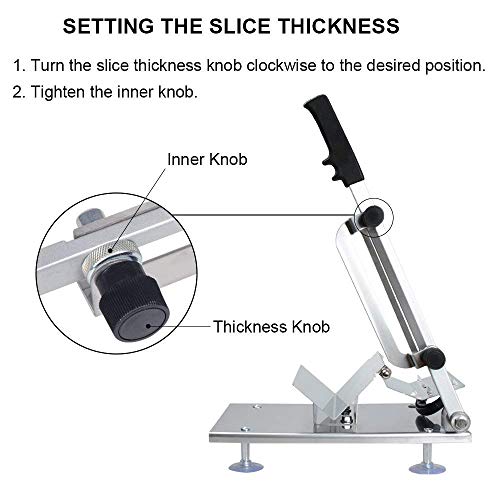 AFYH Cortafiambre, Rebanadora de Carne congelada doméstica - Guillotina de jamón - pequeña cortadora de Video de Acero Inoxidable para Carne/Alimentos/Verduras,