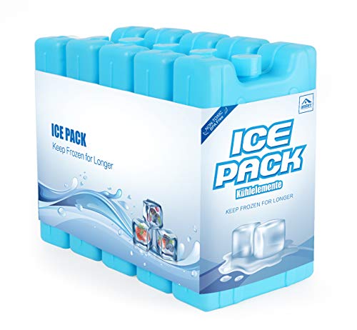 AGOER - 5 bloques refrigerantes para helado, reutilizables, 400 ml, para bolsa isotérmica o nevera de trabajo, pícnic, camping