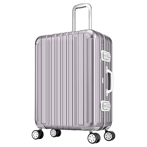 AHJSN Aluminio Aleación de magnesio Trolley de Viaje Equipaje Hombres Estuche de Metal Completo Maleta de Negocios con Ruedas Mujeres 25"Hierro Gris