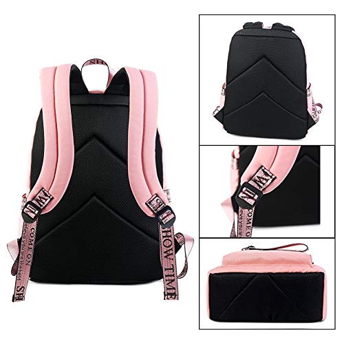 AHJSN Mochila para niñas Flores Mochila Escolar Mochila para Damas Adolescente Mochila Escolar de Viaje Mochila para computadora portátil para mamá 32 * 13.5 * 45 cm Negro y Rosa -143