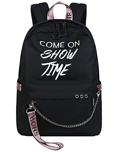 AHJSN Mochila para niñas Flores Mochila Escolar Mochila para Damas Adolescente Mochila Escolar de Viaje Mochila para computadora portátil para mamá 32 * 13.5 * 45 cm Negro y Rosa -143