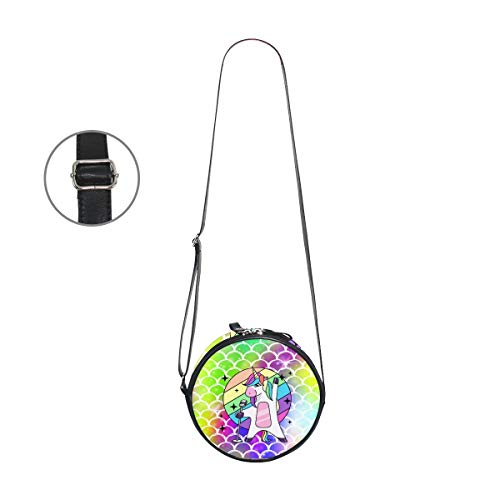 Ahomy - Bolso redondo pequeño para mujer, diseño de unicornio, diseño de sirena