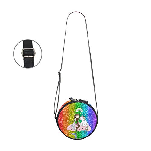 Ahomy - Bolso redondo pequeño para mujer, diseño de unicornio, diseño de sirena, diseño de unicornio