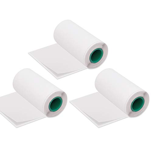 Aibecy Rollo de papel térmico adhesivo 56 * 30mm/2.2 * 1.2in Etiquetas de etiqueta adhesiva de fuente negra sin BPA para Peripage A6 / A8 / P6 Paperang P1 / P2 Impresora térmica Paquete de 3 rollos