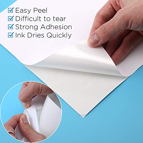 AIEX 25 Hojas Vinilo Imprimible Papel Adhesivo Autoadhesivo Impermeable Blanco Mate Para Impresora Láser y De Inyección De Tinta A4 (297x210mm)