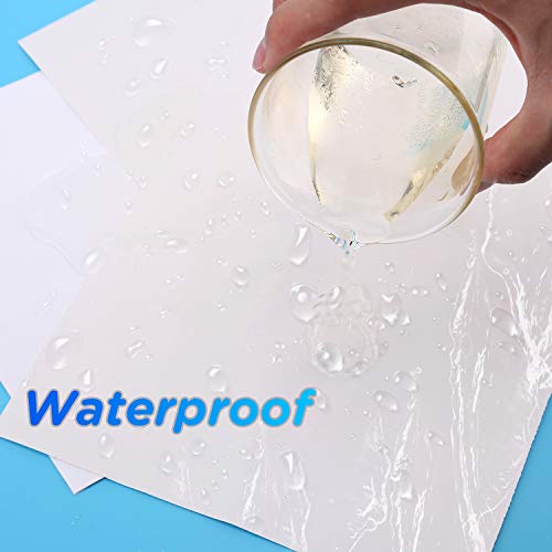 AIEX 25 Hojas Vinilo Imprimible Papel Adhesivo Autoadhesivo Impermeable Blanco Mate Para Impresora Láser y De Inyección De Tinta A4 (297x210mm)