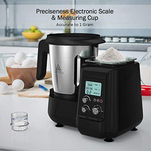 AIFEEL 1000W Multifunción Robot de Cocina con función de cocción, 2.5L Jarra de Acero Inoxidable, Báscula Incorporada, Temperatura hasta 120ºC, Selección grado a grado, 12 Velocidades, Programable