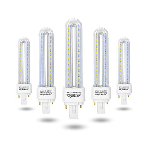 Aigostar- Pack de 5 Bombilla PLC 2U, tubo de12 W, Maiz G24, Luz fría 6400K