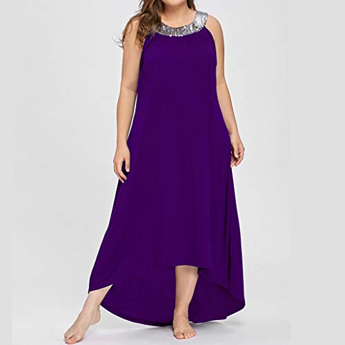 Aini Vestido De Las Señoras De Gran TamañO Vestido De Color Liso Camiseta Sin Mangas De Madre Falda Casual De Verano Vestido Suelto De Moda Vestido Largo De Fiesta CóCtel Boda para Mujer Dama