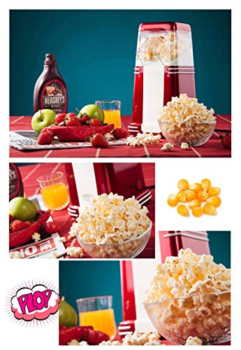 AIQQ Maquina de Palomitas Maiz-100% Libre Aceite Para Hacer Popcorn,Saludable,Fácil limpiar,Popcorn Maker,1100W Rojo -100g Party Time Maquina Palomitas