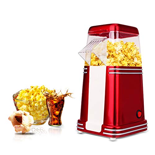 AIQQ Maquina de Palomitas Maiz-100% Libre Aceite Para Hacer Popcorn,Saludable,Fácil limpiar,Popcorn Maker,1100W Rojo -100g Party Time Maquina Palomitas