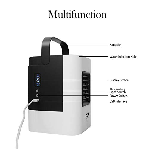 Aire Acondicionado PortáTil Refrigerador Ventilador USB URIBAKY Mini 3 En 1 Personal Aires Acondicionados MóViles Ventilador De Escritorio con 3 Velocidades