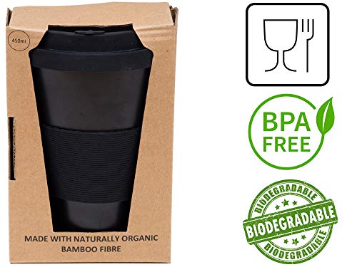 AIREE FAIREE Taza de Café Reutilizable para Llevar – Taza Ecológica de Fibra de Bambú y Sillico Natural 450ml