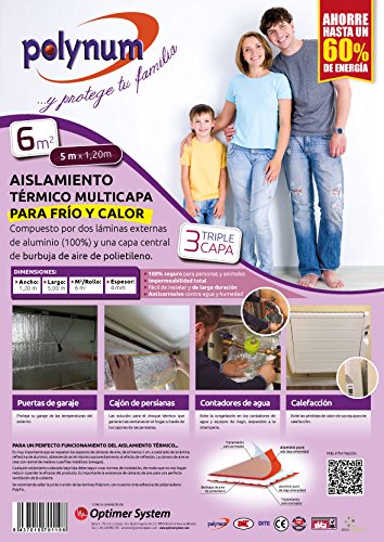 Aislamiento térmico multicapa para frío y calor - 6m2 - para puertas de garaje, cajones de de persiana, contradores de agua y calefacción