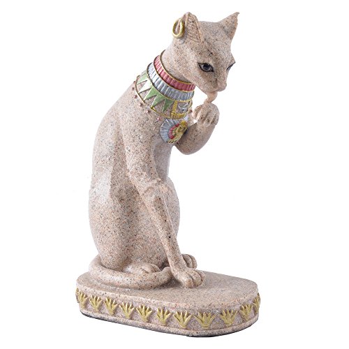 Aitelei - Figura decorativa de piedra arenisca egipcia Mau Cat para decoración del hogar