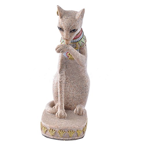 Aitelei - Figura decorativa de piedra arenisca egipcia Mau Cat para decoración del hogar