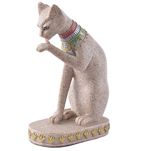 Aitelei - Figura decorativa de piedra arenisca egipcia Mau Cat para decoración del hogar