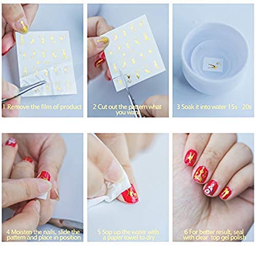 AIUIN 30 Piezas Pegatina de Uñas Estampado de Oro y Plata Atrapasueños Guías de Clavar Tip Pegatinas Conjunto con Uñas de Manicura