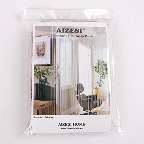 AIZESI- Cortina de Tiras para Puerta o Ventana, protección contra Insectos, Moscas, Panel Divisor Puertas o Ventanas, Tela, Blanco, 39"x78.5"