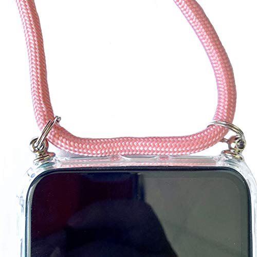 AKC Funda con Cuerda Compatible para Samsung Galaxy Note 9 Carcasa Colgante Cadena Acrílico Caso con Ajustable Collar Correa Anti-Choque Case-Rosado