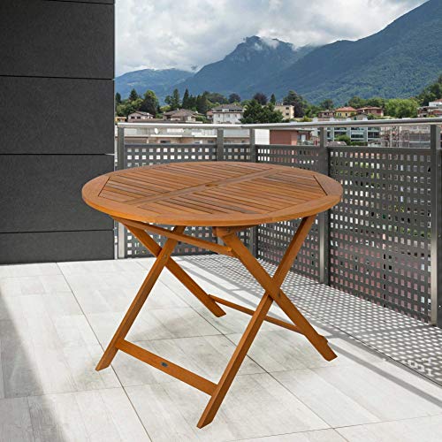 Aktive 61029 - Mesa redonda plegable madera de acacia Garden 100 x 74 cm