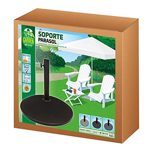 Aktive Garden 53897 - Soporte Parasol Cemento, 45 x 8 cm, 15 Kg , Tubo 35/48 mm