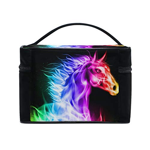 ALARGE Bolsa de maquillaje Animal Running Horse, ALARGE Bolsa de cosméticos Estuche de viaje Portátil Neceser Organizador para Mujeres Niñas