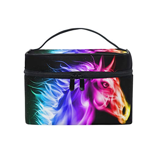 ALARGE Bolsa de maquillaje Animal Running Horse, ALARGE Bolsa de cosméticos Estuche de viaje Portátil Neceser Organizador para Mujeres Niñas