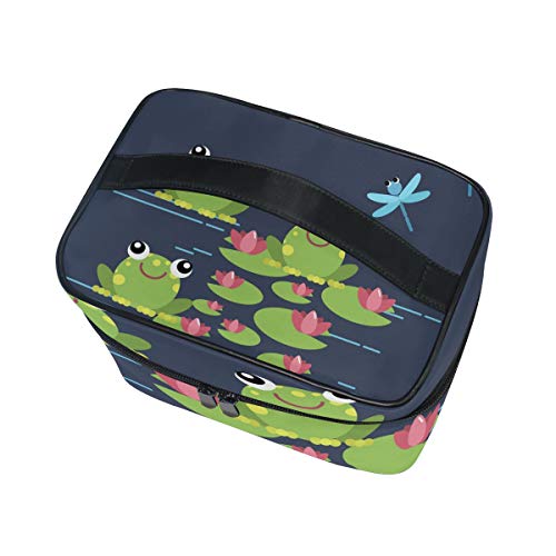 ALARGE - Bolsa de maquillaje con diseño de rana de árbol de animales, alarge, bolsa de viaje portátil, organizador para mujeres y niñas