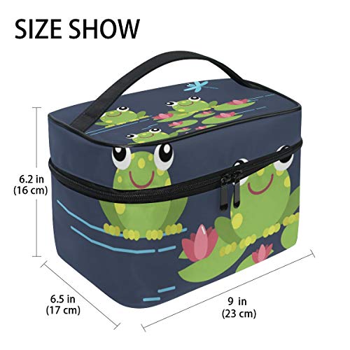 ALARGE - Bolsa de maquillaje con diseño de rana de árbol de animales, alarge, bolsa de viaje portátil, organizador para mujeres y niñas